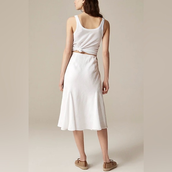 NWT J. Crew Gwyneth Flounce-Hem Slip Skirt in Linen with Elastic Waistband, ST - Picture 2 of 11